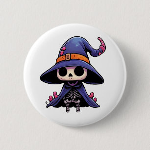 Cute Bone Witch Button - Gothic Kawaii Pin for Bac Knapp