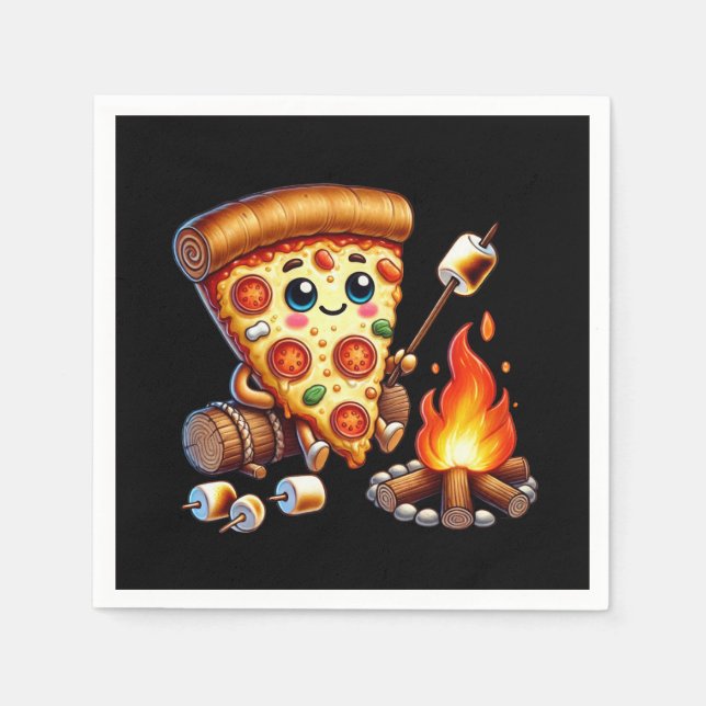 Cute bonfire pizza party pappersservett (Framsidan)