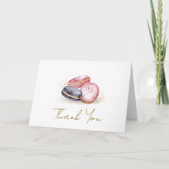 Cute Bonjour Bébé Fransk Macarons Baby Shower Tack Kort (Framsida)
