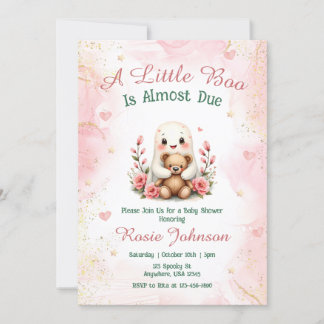 Cute Boo är Anpassningsbar Fall Girl Rosa Baby Sho Inbjudningar