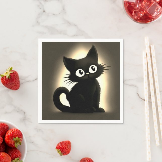 Cute Boo Black Cat Halloween Pappersservett (Insitu)