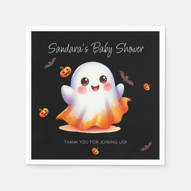 Cute Boo Ghost Baby Shower Bord Pappersservett (Framsidan)