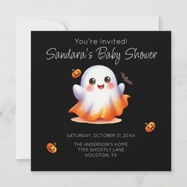 Cute Boo Ghost Baby Shower Inbjudningar (Framsida)
