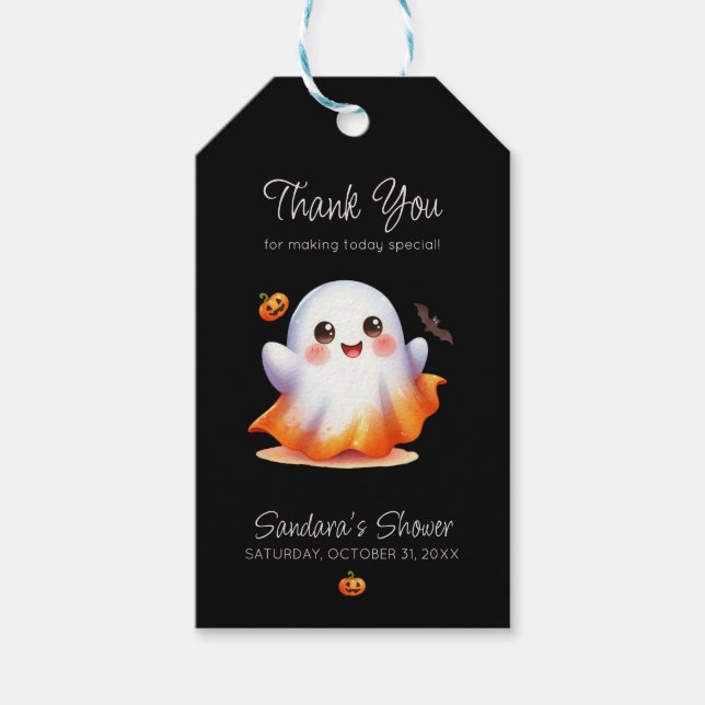 Cute Boo Ghost Baby Shower Presentetikett (Framsidan)