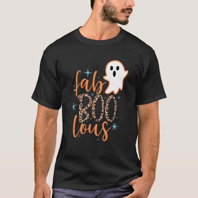 Cute Boo Ghost Fab Boo Lous Leopard Lycklig Hallow T Shirt (Framsida)