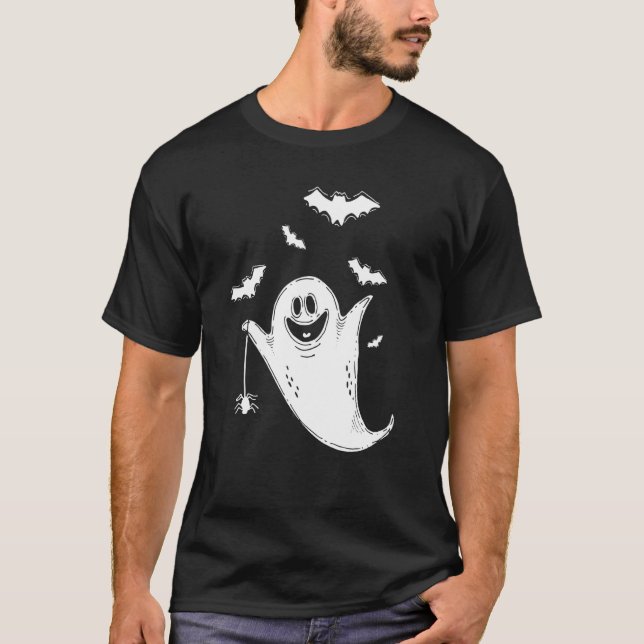 Cute Boo Ghost Fladdermöss Funny Halloween Costume T Shirt (Framsida)