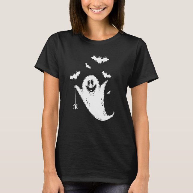 Cute Boo Ghost Fladdermöss Funny Halloween Costume T Shirt (Framsida)