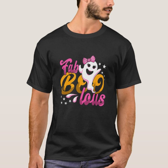 Cute Boo Ghost Halloween Fab Boo Lous Rosa Boo Boo T Shirt (Framsida)