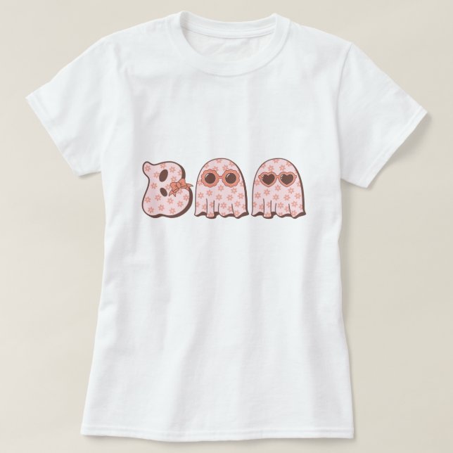 Cute Boo Ghost Halloween Girls T-Shirt (Design framsida)