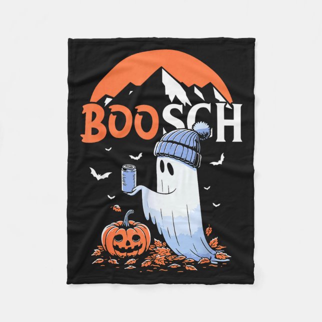 Cute Boo Ghost Halloween Pumpkin Beer Drinking Sok Fleecefilt (Framsidan)