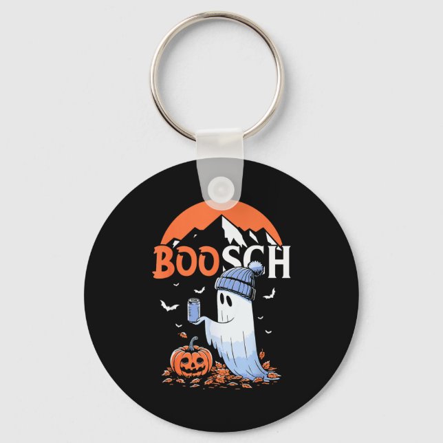 Cute Boo Ghost Halloween Pumpkin Beer Drinking Sok Nyckelring (Framsida)