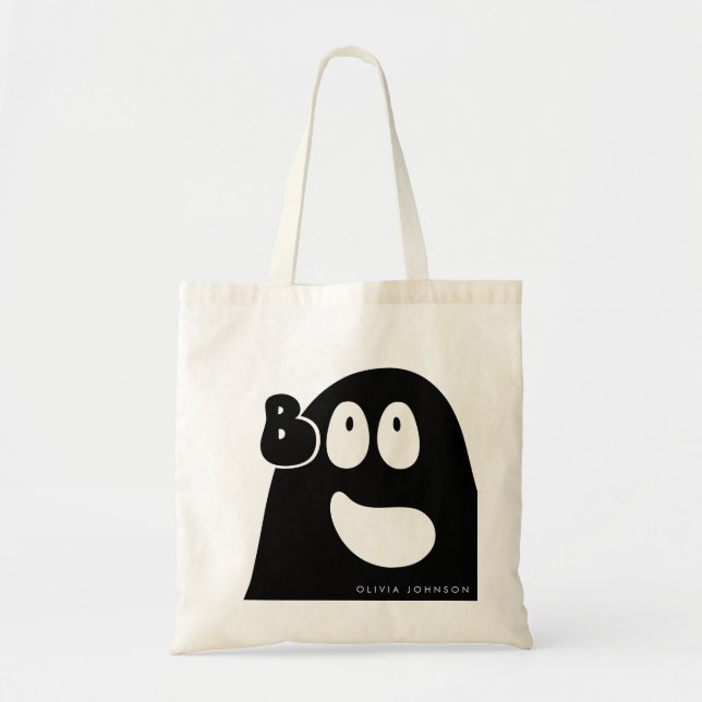 Cute Boo Ghost Halloween Theme Black Tygkasse (Framsidan)