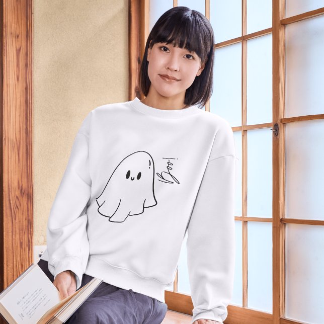 Cute Boo Ghost Illustration Halloween Sweatshirt T Shirt (Skapare uppladdad)