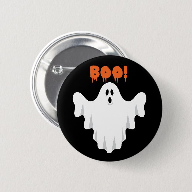 Cute Boo Ghost Kids Halloween fest Favor Knapp (Framsida & baksida)