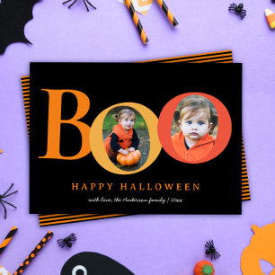 Cute BOO Halloween 2 Två foto-Helgdag Julkort
