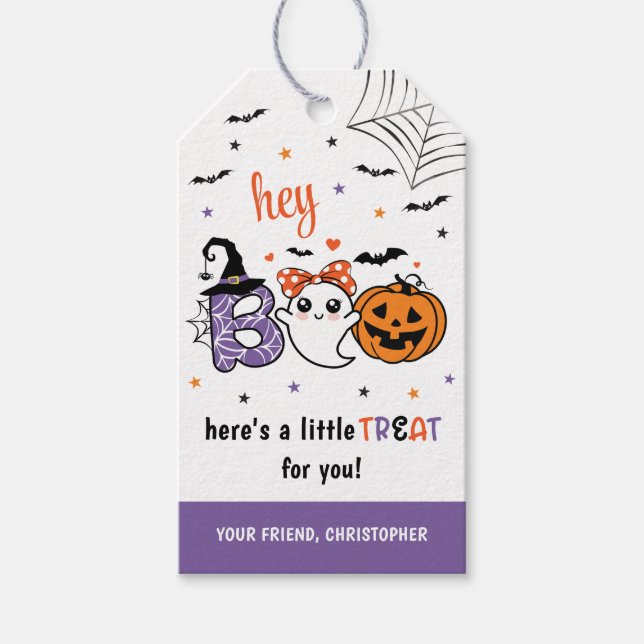Cute Boo Halloween behandlar Märkre för favoriter Presentetikett (Framsidan)