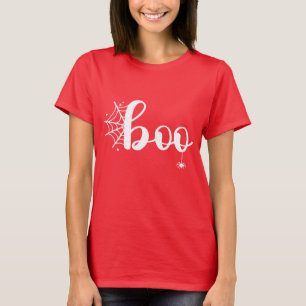 Cute "Boo" Halloween-skript med spider och Webben T Shirt