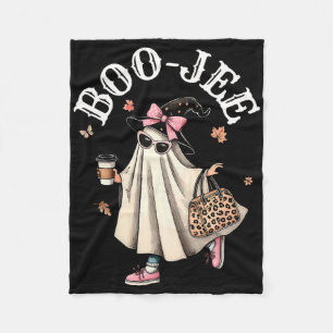 Cute Boo Jee Ghost Halloween Leopard Ghost Coffee Fleecefilt