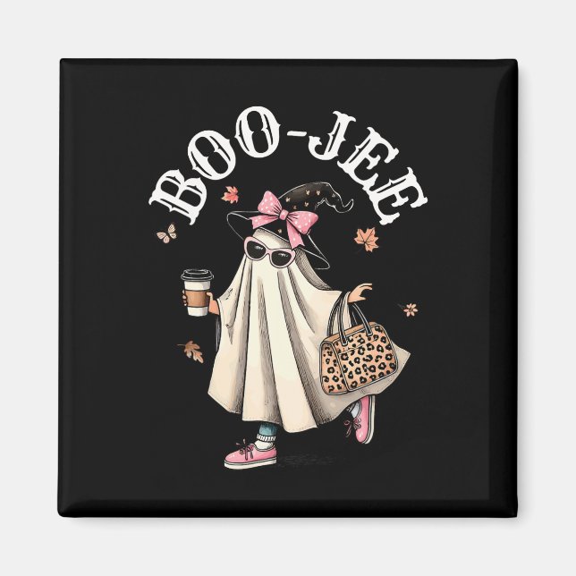 Cute Boo Jee Ghost Halloween Leopard Ghost Coffee Magnet (Framsidan)