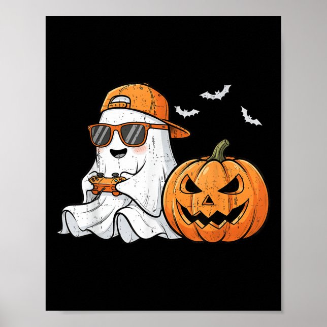 Cute Boo med solklungor som spelar spelet roligt H Poster (Framsidan)