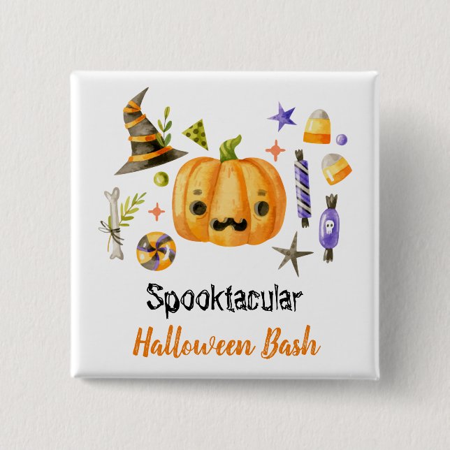 Cute Boo Pumpkin Spooktacular Halloween Bash Party Knapp (Framsida)
