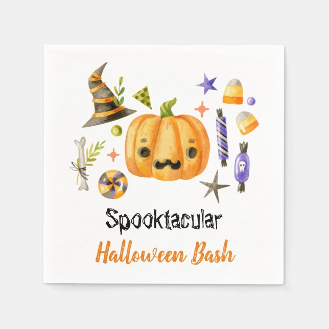 Cute Boo Pumpkin Spooktacular Halloween Bash Party Pappersservett (Framsidan)
