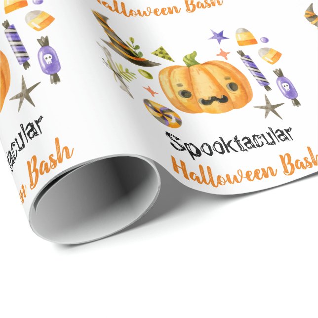 Cute Boo Pumpkin Spooktacular Halloween Bash Party Presentpapper (Rullad Hörn)