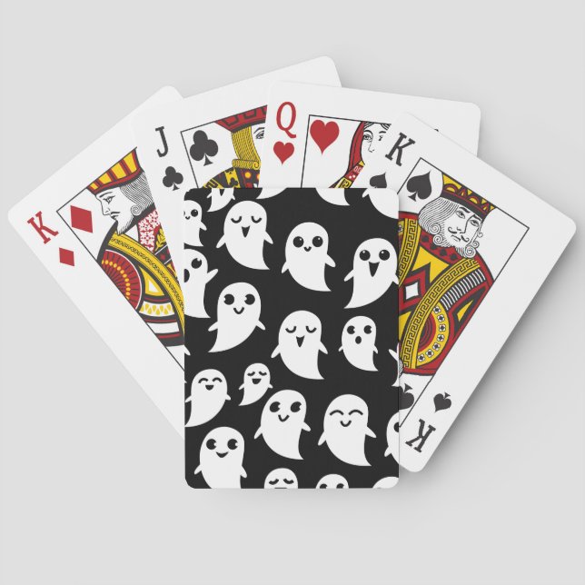 Cute Boo Spook Halloween Tecknad Ghost Casinokort (Baksidan)