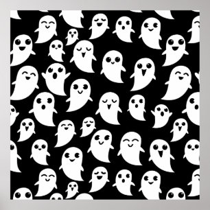 Cute Boo Spook Halloween Tecknad Ghost Poster
