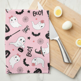 Cute Boo Spooky Ghost Halloween Rosa Girl Girl Kökshandduk
