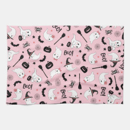 Cute Boo Spooky Ghost Halloween Rosa Girl Girl Kökshandduk
