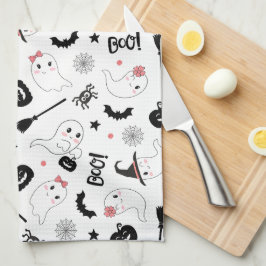 Cute Boo Spooky Ghost Halloween Rosa Girl Girl Kökshandduk