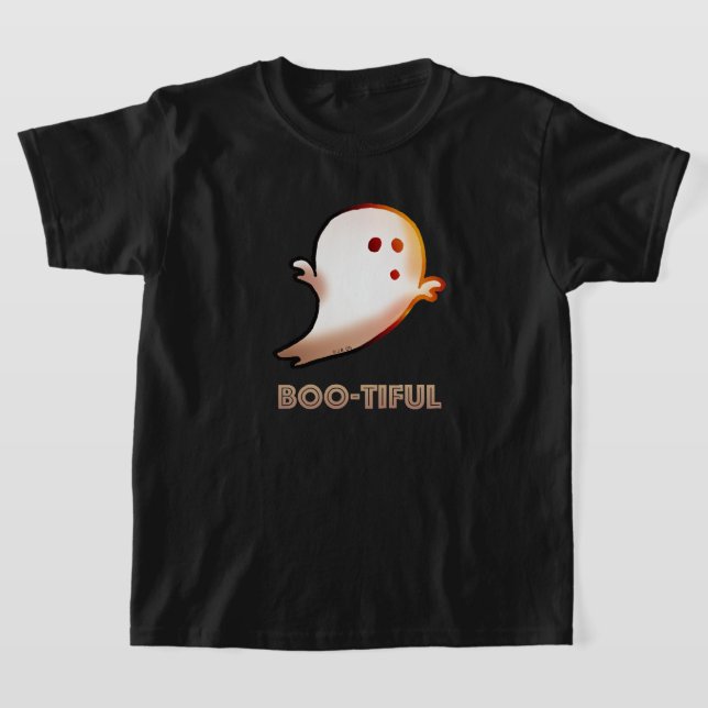 Cute Boo-tiful Halloween Ghost Art T Shirt (Laydown)