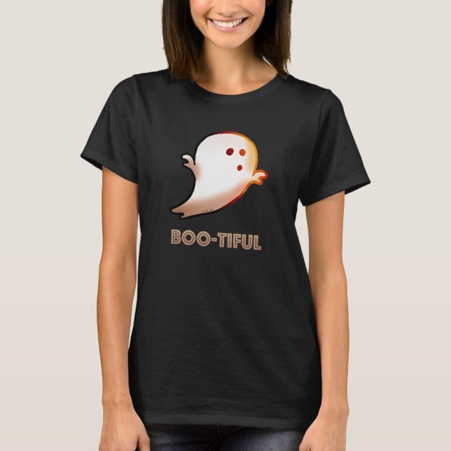 Cute Boo-tiful Halloween Ghost Art T Shirt (Framsida)