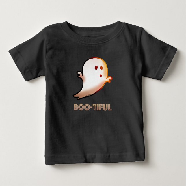 Cute Boo-tiful Halloween Ghost Art T Shirt (Framsida)