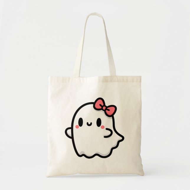 Cute Boo Tote Bag Tygkasse (Framsidan)