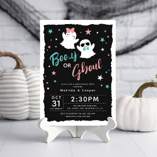 Cute Boo-y eller Ghoul Gender Reveal Halloween Bab Inbjudningar