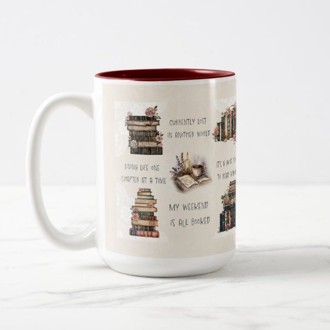 Cute Book Lover Quote Wrap Två-Tonad Mugg (Vänster)