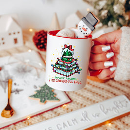 Cute Book Lover Reading Around the Christmas Tree Mugg