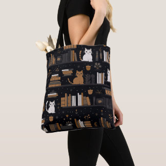 Cute Bookish Cats Bokar Brown Tygkasse