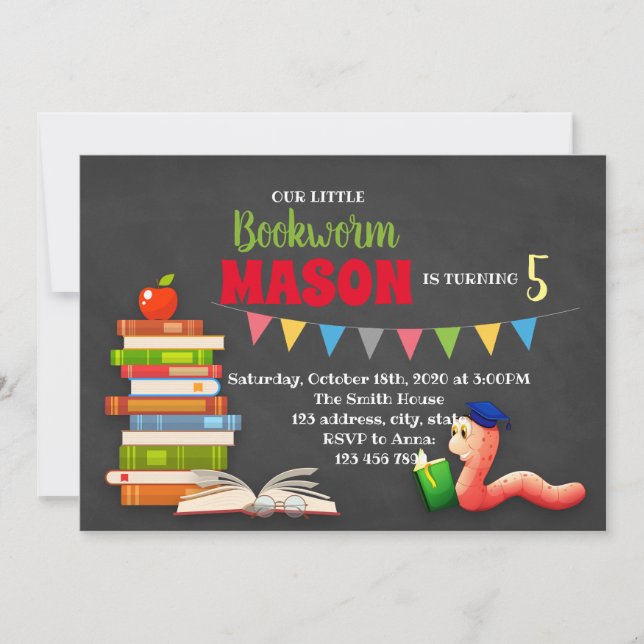 Cute bookmaskpartiinbjudan inbjudningar (Framsida)
