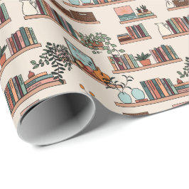 Cute Bookshelf Mönster Presentpapper