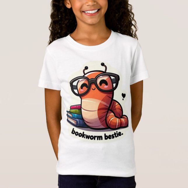 Cute Bookworm Pun Back to school T Shirt (Framsida)