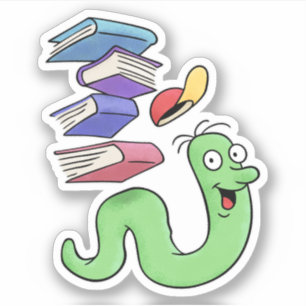 Cute Bookworm som transporterar en pil av Bokar Klistermärken