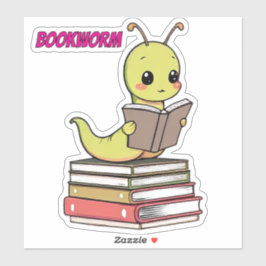 Cute Bookworm Sticker | Adorable Reading Worm  Klistermärken