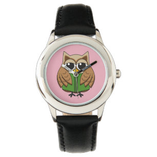 Cute Bookworm Uggla Reading Bok Tecknad Armbandsur