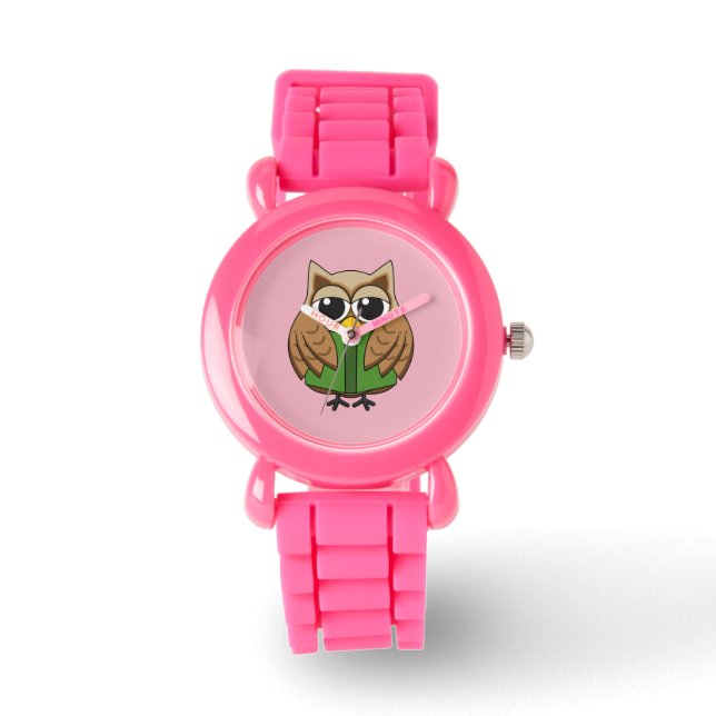 Cute Bookworm Uggla Reading Bok Tecknad Armbandsur (Framsida)