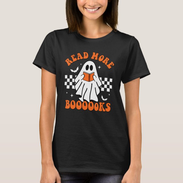Cute Boooks Ghost Läs mer Bokar Ley Lomme H T Shirt (Framsida)