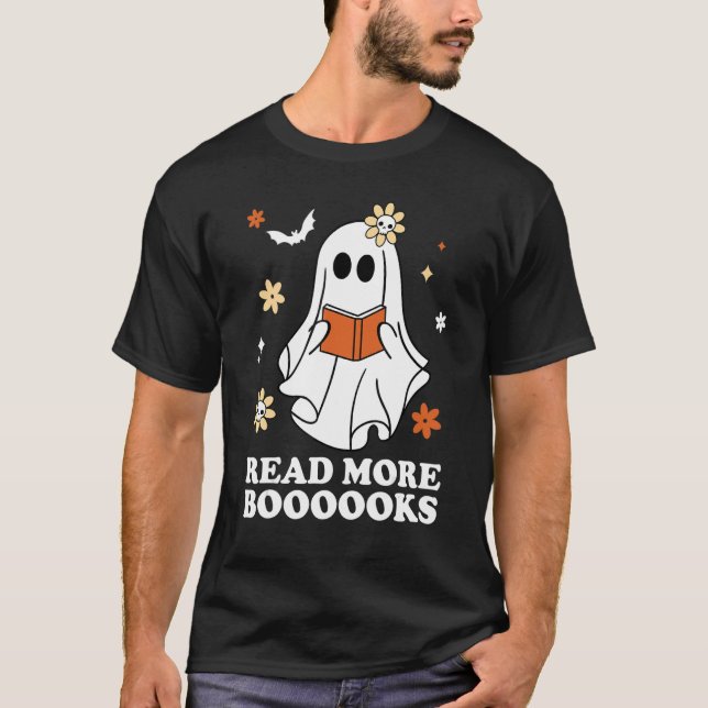 Cute Boooks Ghost Läs mer Bokar Ley Lomme H T Shirt (Framsida)