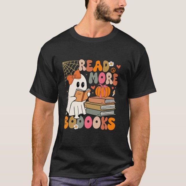Cute Boooks Ghost Läs mer Bokar Ley Lomme H T Shirt (Framsida)